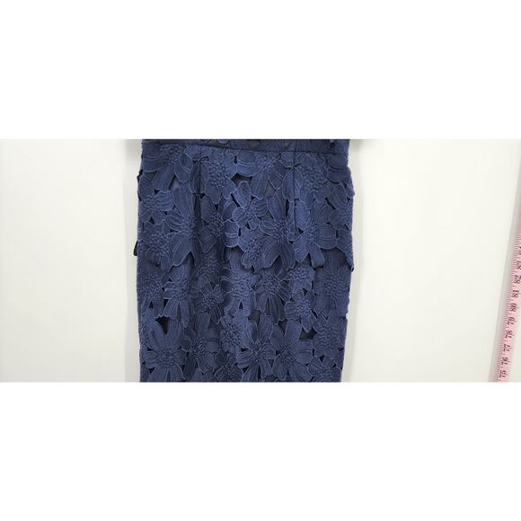 New NWT Black Halo Ora Lace‎ Sheath Party Navy Blue Foral Mini Dress Size 6 - Picture 10 of 16